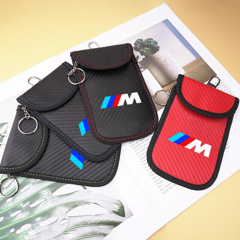 Sticker Accessory Car Key Case Signal Blocker Bag RFID Shielding Pocket For BMW E46 M E36 E34 F10 E90 F30 E60 E53 E30 E92 E87 EB1