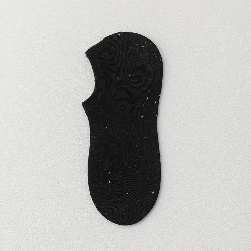 Dot Yarn Women's Spring and Summer Thin Cotton Socks, Shallow-mouthed Invisible Short Socks, Silicone Anti-slip and Non-dropping Heel Socks