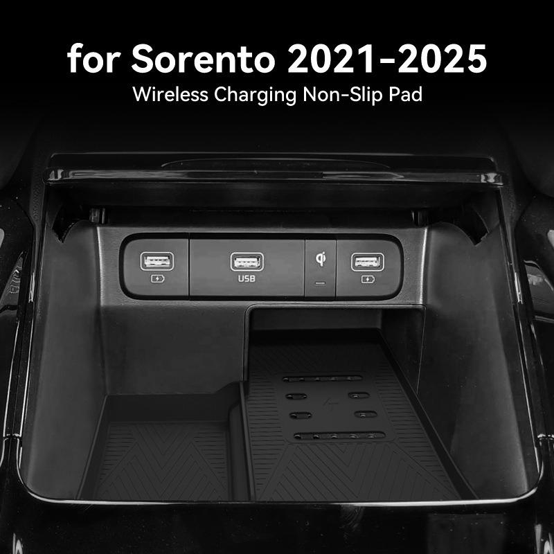 For Kia Sorento Silicone Wireless Charging Box Pad Car Anti Slip Pad Center Console Water Cup Holder Car Accessories -2025