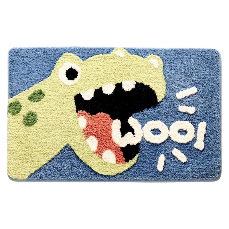 Frog and Bear Flocking Bath Mat Home Decoration Door Mat Non-slip Absorbent Bathroom Doormat Super Soft Fiber Bath Rug