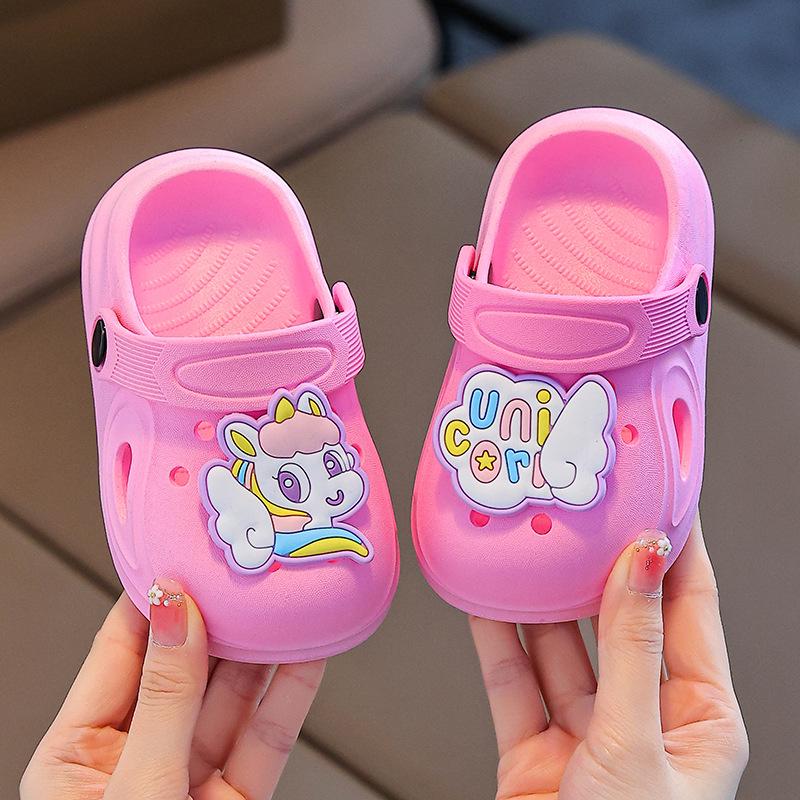 Kids' Cute Cartoon Non-Slip Beach Slippers with Soft Sole and Closed Toe for Boys and Girls