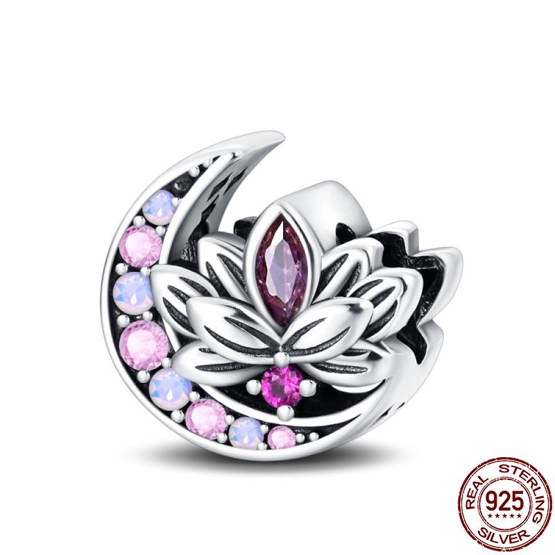 New copper Romantic Classical Collection Lotus Bead Charms Compatible With 3mm Pandora Bracelets Do It Yourself Charm Ideal For Women Jewellery Fash