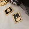 Vintage Baroque Matte Gold Picasso Oil Painting Brooches For Women Enamel Art High-Quality Moon Girl Brooch Hijab Pins