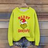 Women's Christmas Print Cardigan Long Sleeve Round Neck Knit Top