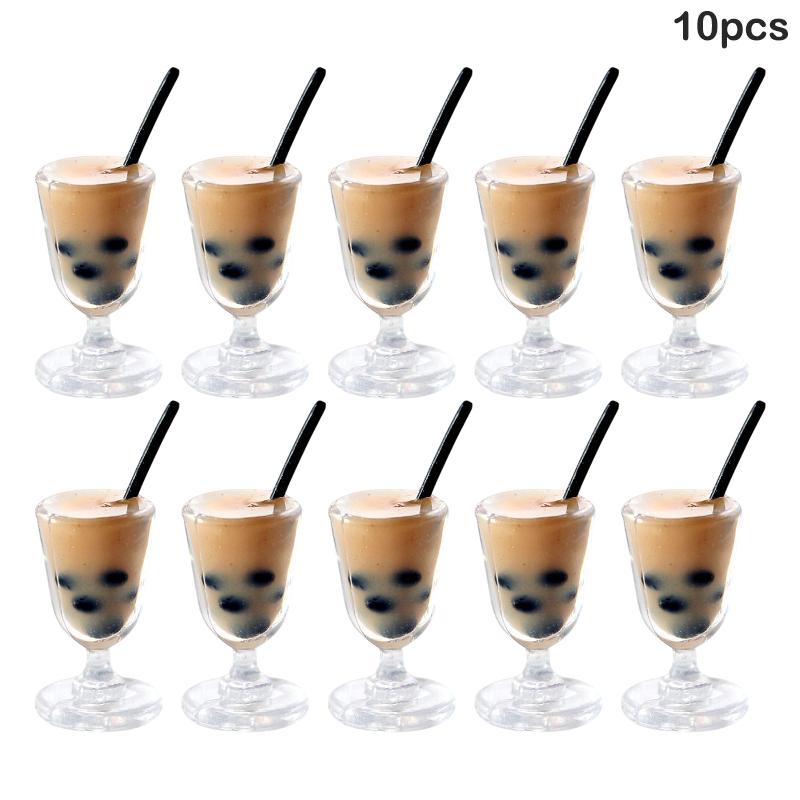 

10 шт. Кукольный домик Мини Жемчужный Молочный Чай Напиток Соломинка Чашка Кукольный домик Симуляция Миниатюрная Модель Еды Домашний Декор Мини Игрушка Модель Еды as the picture