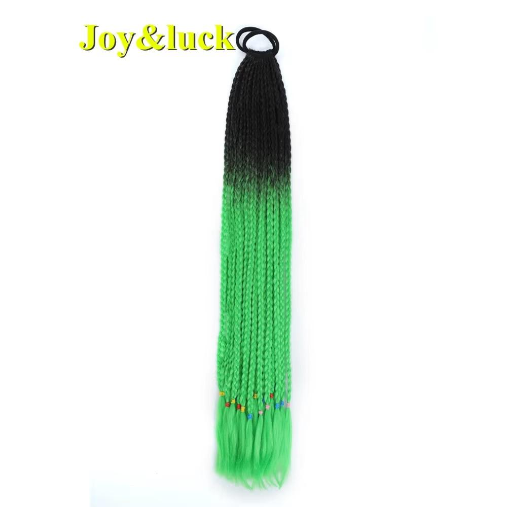 24 Zoll Ombre Yaki Straight Synthetische Haarverlängerungen Mädchen Farbe Geflochten Zopf Gummiband Box Braid