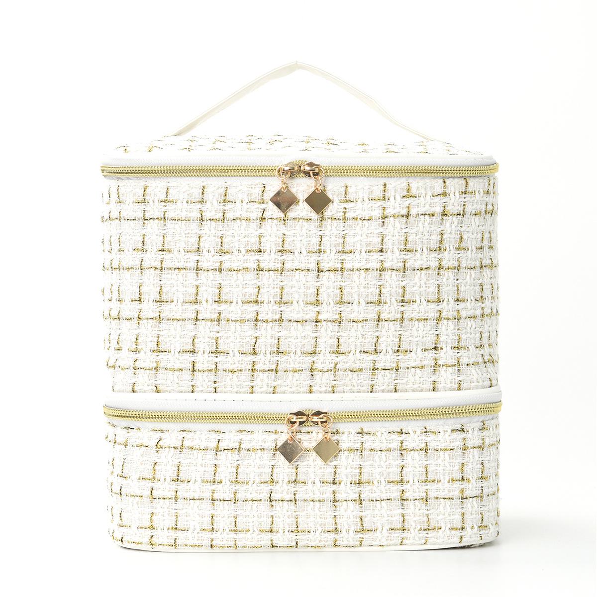 

Double-Layer Large-Capacity Cosmetic Bag with Heightened Storage for Makeup and Nail Polish