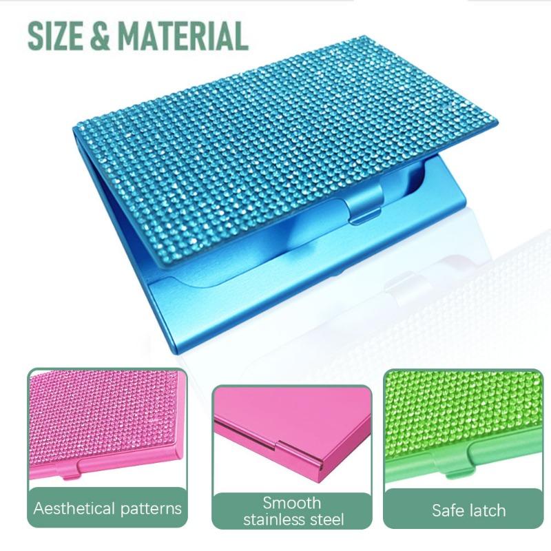 1PC Metal Rhinestone Business Card Clip Drill Business Card Case