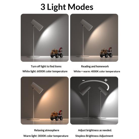 Multifunctional Magnetic Desk Lamp 3-Level Brightness Adjustable USB Rechargeable Home Office Bedroom Bedside Table