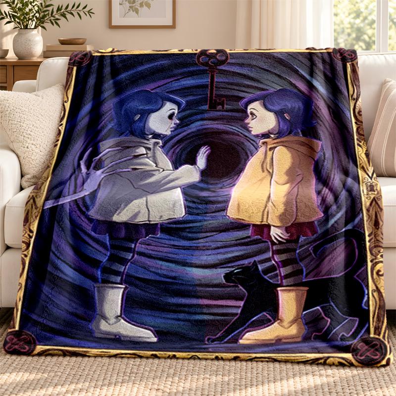 Coraline Blanket Flannel Blanket Soft Cozy Plush Throw for Sofa Bed Lightweight Home Decoration Outdoor Camping
