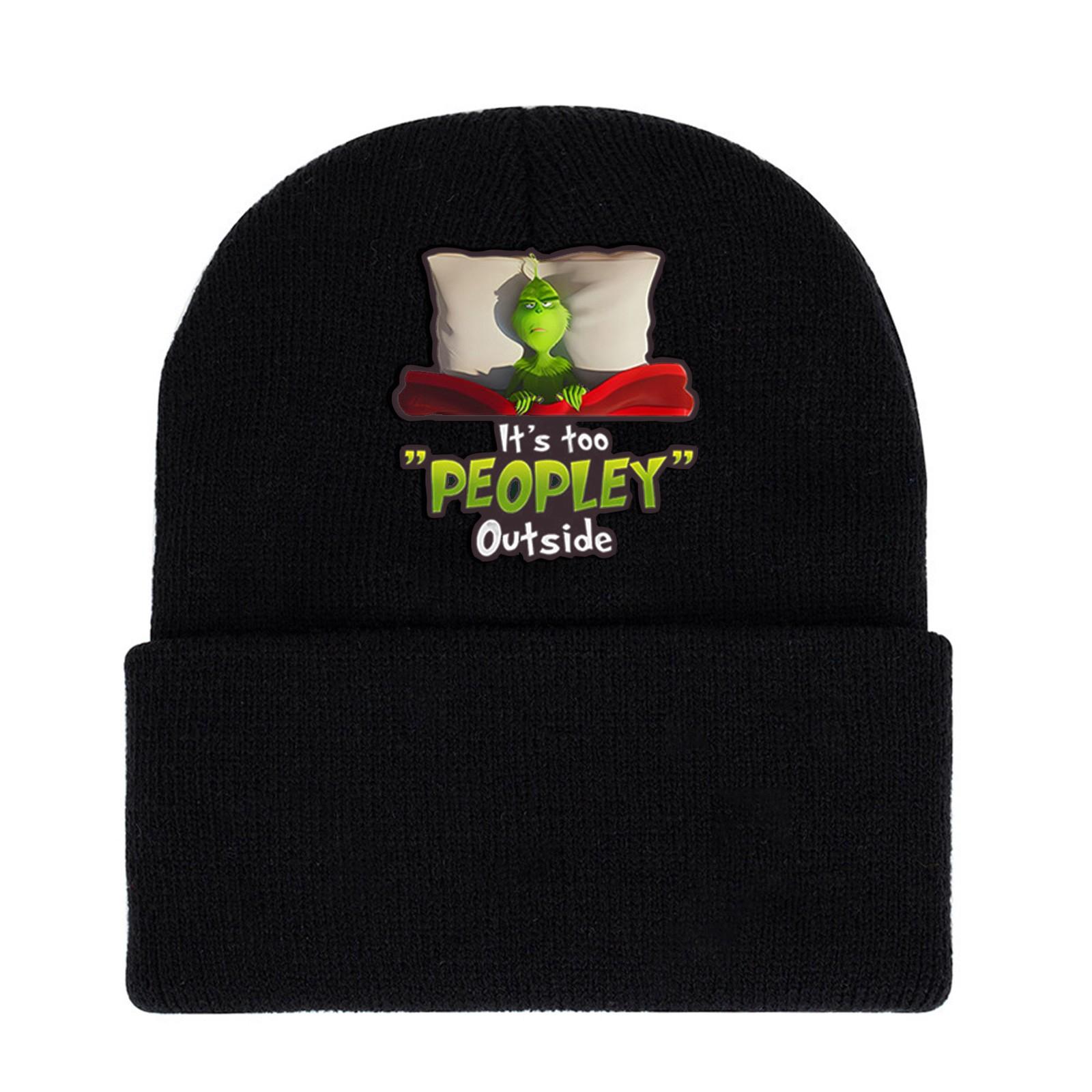

Knitted Winter Beanie Hat with Festive Character Embroidery Soft Stretchy Warm Headwear for Cold Weather Outdoor Activities One Size