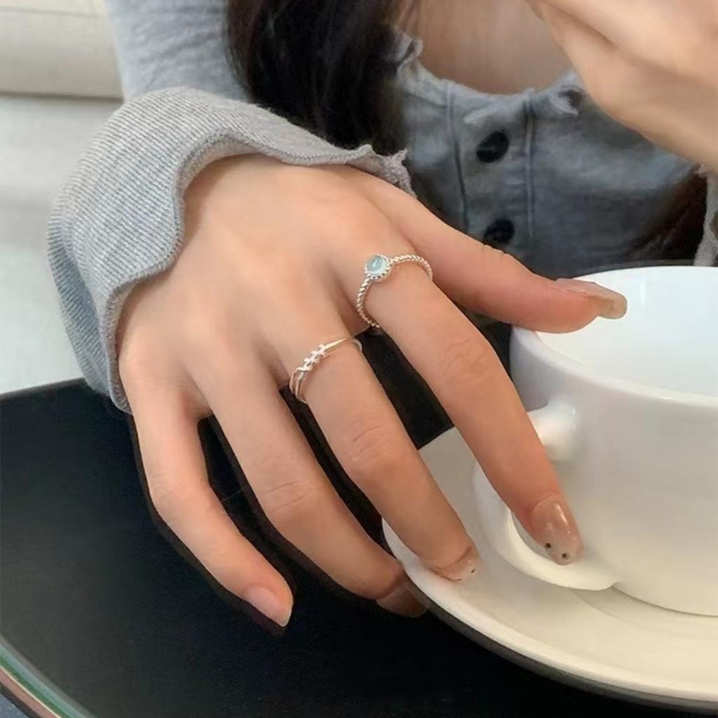 Literary Haibao Blue Ring Personality Versatile Open Ring