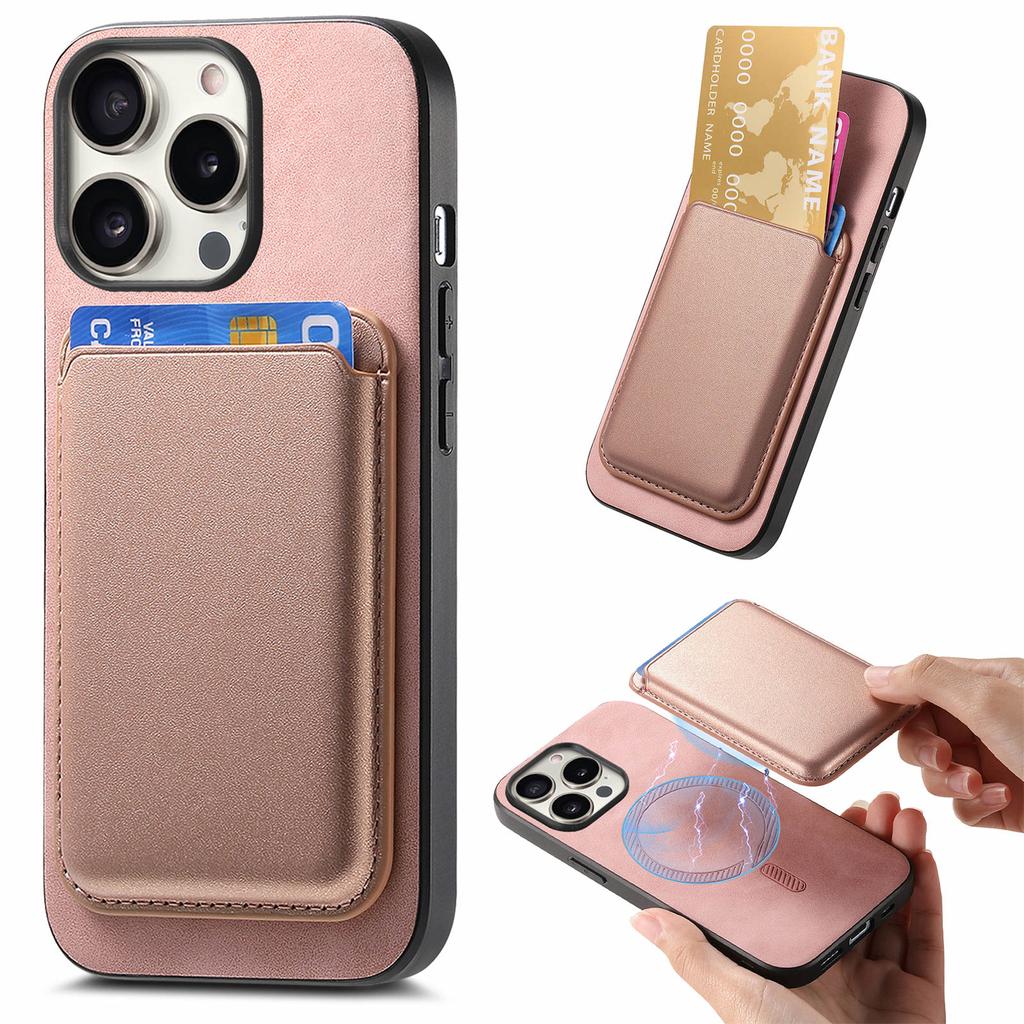 B2 For iPhone 16 Pro Case Detachable Magnetic Card Bag Leather+TPU Phone Cover