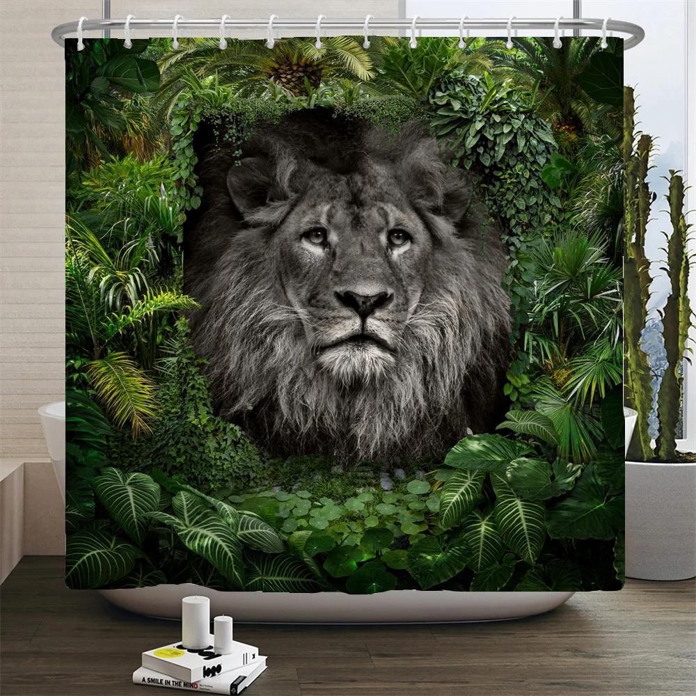 High Quality Leopard Printed Fabric Shower Curtains Panther Animal Bath Screen Waterproof Products Bathroom Decor With 12 Hooks