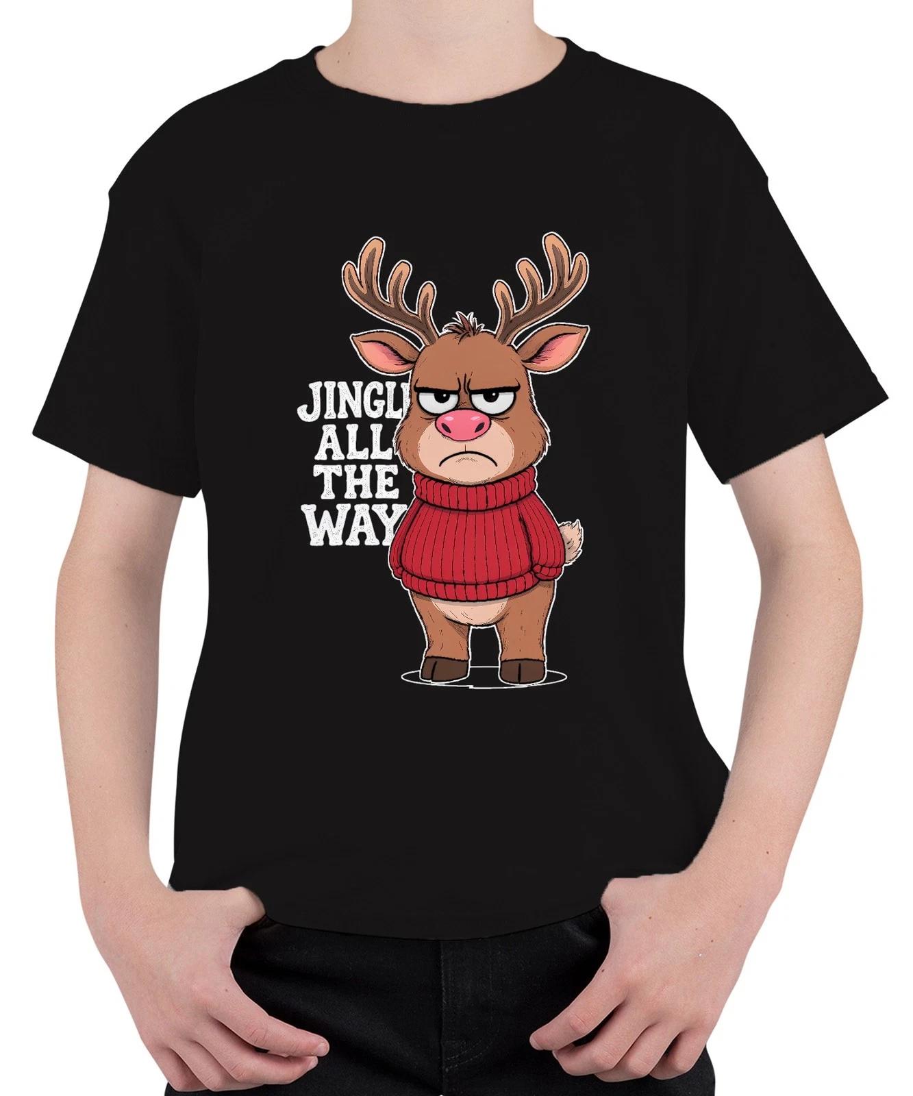 JINGLE ALL THE WAY lustiges Rentier Weihnachten sarkastisch retro Unisex Kinder S