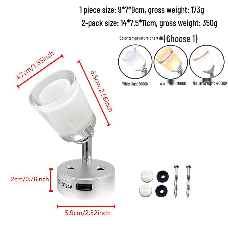 12V-24V RV/Boat Reading & Bedside Spotlight, Low Voltage LED Light for Cars, Boats, & Yachts