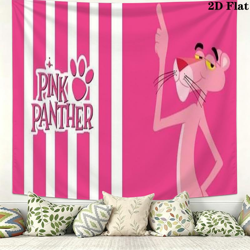 Pink Panther Wall Tapestry Aesthetic Wall Hanging Printed Fabric Blanket Decorative Tapestries for Bedroom Living Room Home Decor