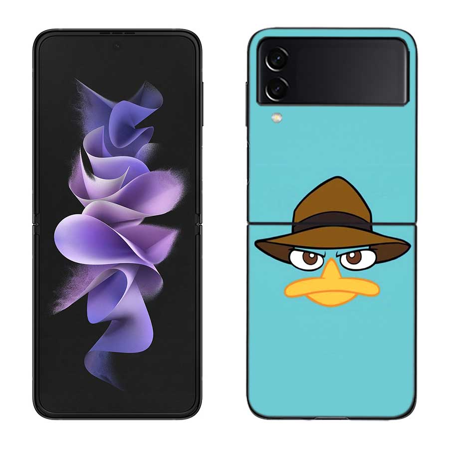 Cartoon Perry The Platypus Phone Case For Samsung Z Flip 7 6 5G Galaxy Z Flip 5 4 3 Black Hard Cell Cover Luxury PC Shell Coque