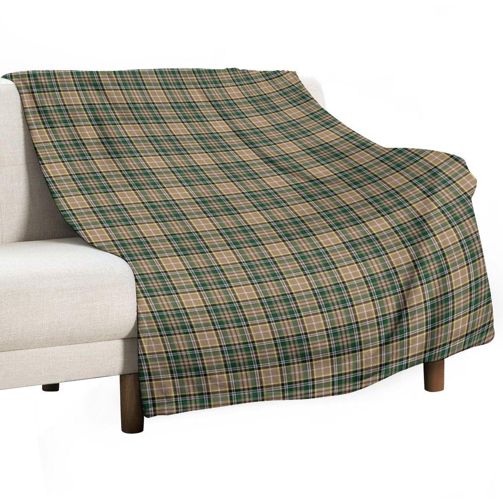 

Farrell Tartan Pattern Tan Irish Plaid Throw Blanket Travel Bed linens Plaid on the sofa Giant Sofa Blankets 30x40in