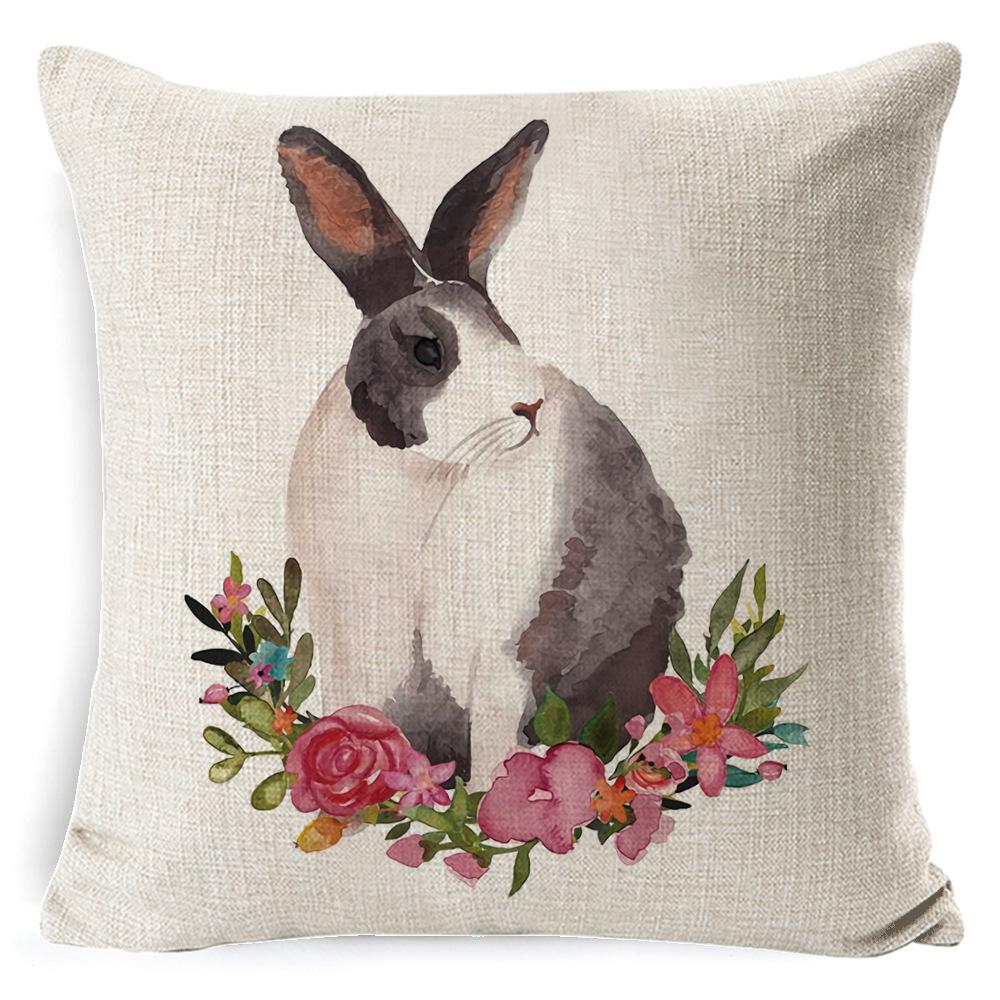New Digital Printing Easter Theme Pillow Cover Cushion Cover Cute Bunny Truck Animal Pillow Cover