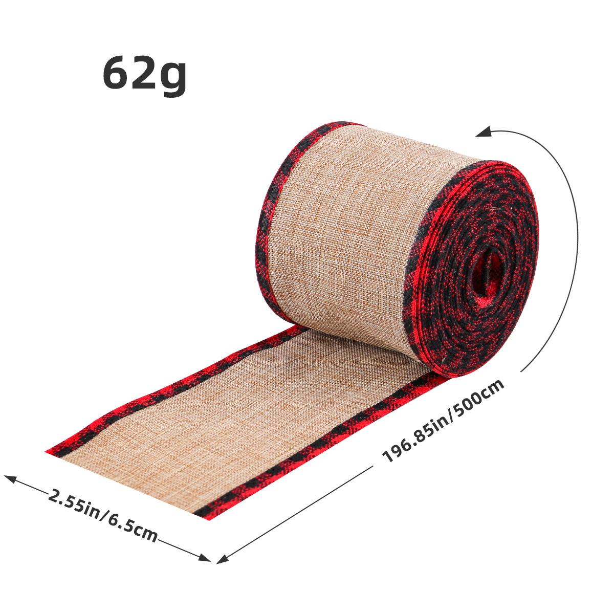 

5M Рождественская льняная клетчатая лента, Рождественский DIY бант, Рулон тесьмы Праздничные украшения Аксессуары