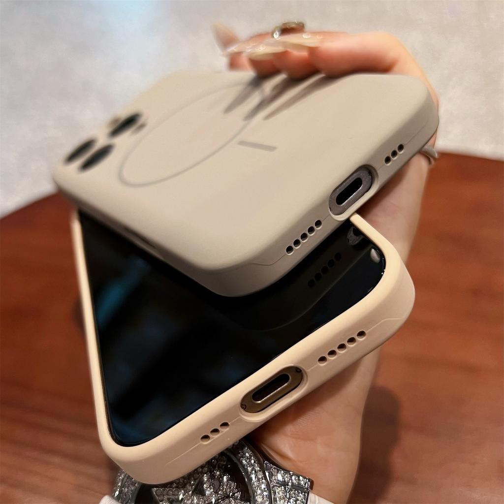 For iPhone 14 Pro Max Magnetic Case Skin Touch Liquid Silicone PC Shockproof Phone Cover