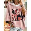 Women Three‑Quarter Sleeves Loose Hoodie Retro Floral Casual Vacation Top