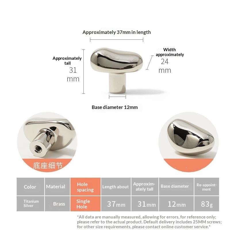 Kitchen Cupboard Handle Middle Ancient Pebble Style Creative Brass Cabinet Pull for Wardrobe Drawer Home Furniture Upgrade