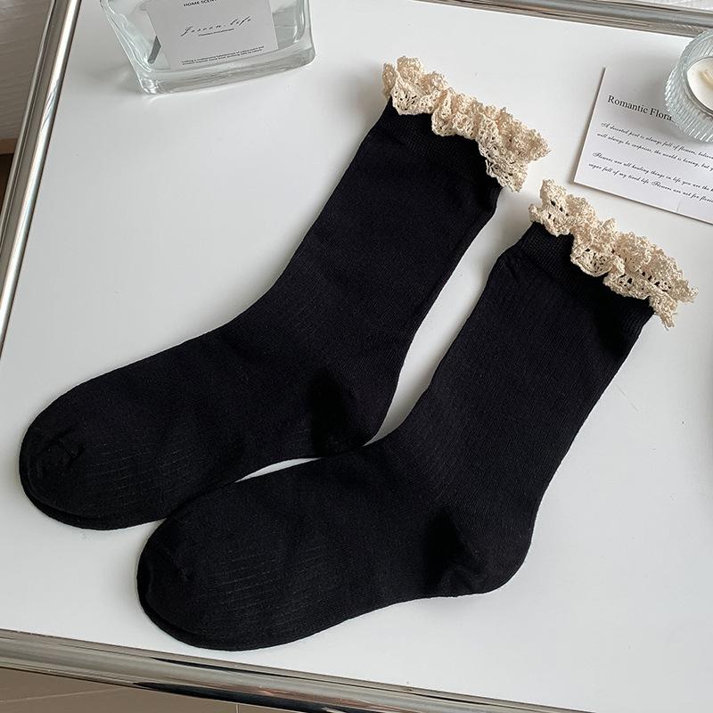 Lace Socks Ankola Red Medium Tube Socks Cotton Season Red Stacking Socks Socks One size fits all чёрный