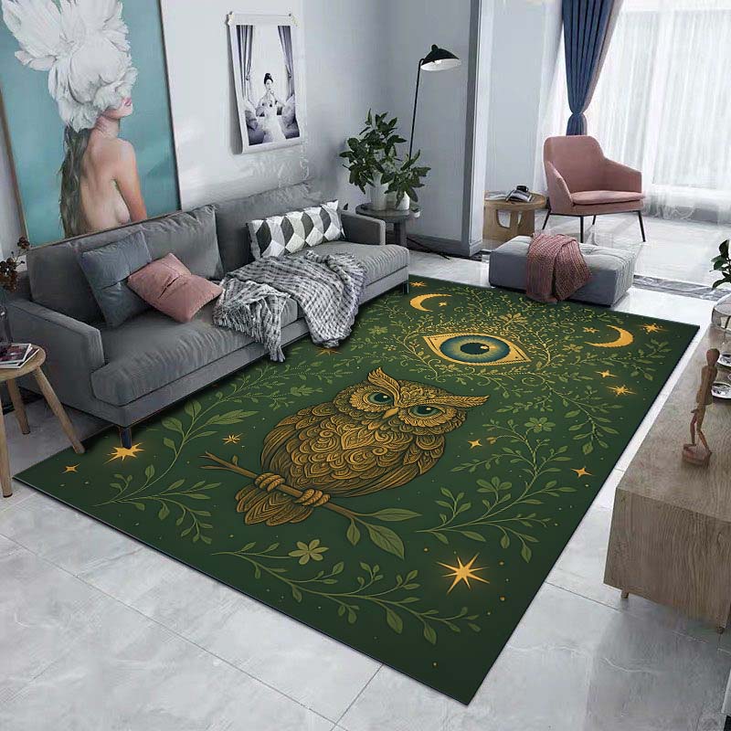 Divining Owl Printed Carpet for Living Room Bedroom Bedside Bathroom Floor Mat Area Rugged Sofa Mat Home Decor Large Size