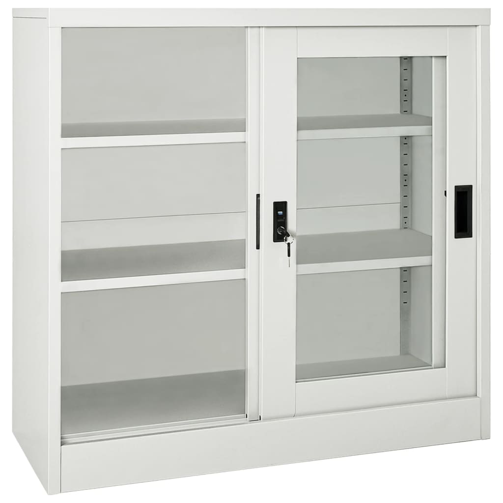 Vidaxl Schrank mit Schiebetüren, Hellgrau, 90x40x90 cm, Stahl