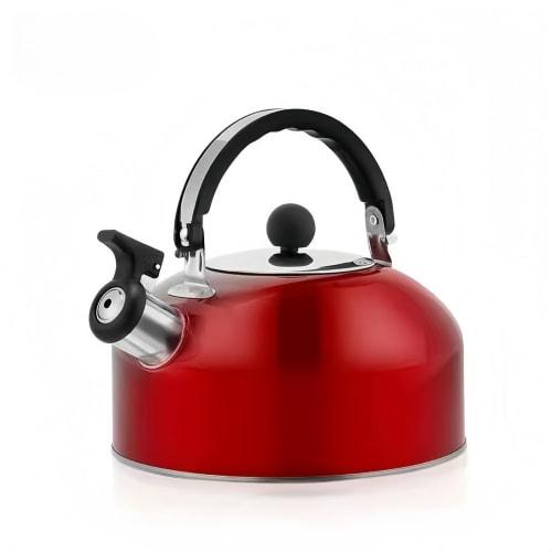 BDHD Whistling Kettle, Stainless Steel, Wide Mouth, Large Capacity, Easy To Clean, Compatible with Gas and Induction Heat Sources, Wood Grain Insulate