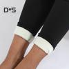 Leggings de Invierno para Mujer Forro de Felpa Grueso Cálido Elástico Cintura Alta Compresión Flaca Cálido Suave Color Sólido Pantimedias Ropa Interior Yoga Ropa de Hogar Pantalones