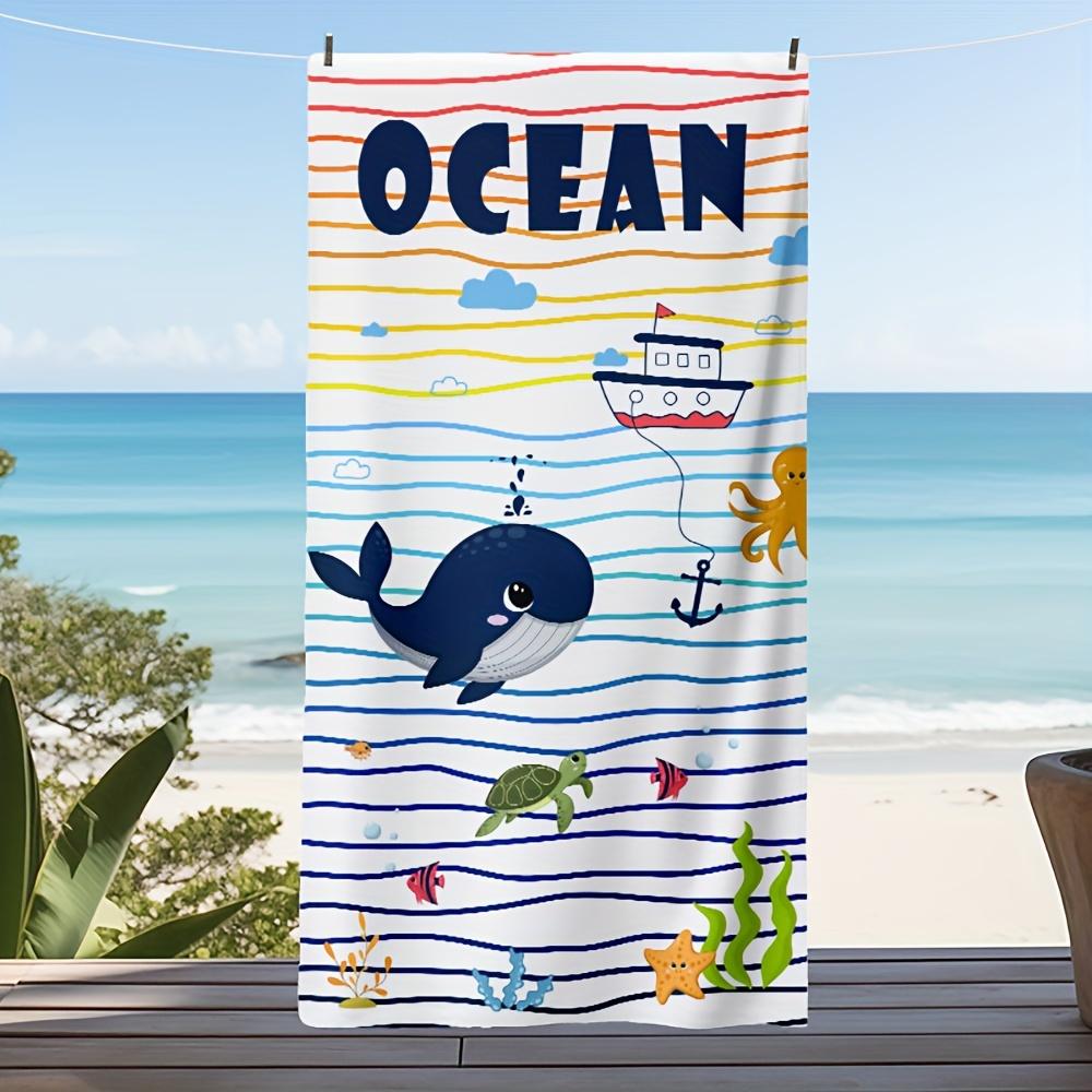 

Cartoon Cute Dolphin Turtle Underwater Print Beach Towel, Extra Large Soft Quick-Dry for Beach Home Gym W30*H60(CM)