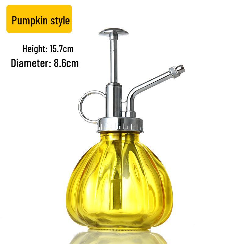 Creative Hand-Pressure Glass Watering Sprayer with Colored Transparent Pumpkin Design