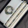 Vintage Morandi Malachite Green High Quality Strong Highlight Imitation Pearl Necklace Collarbone Chain Sweater Chain