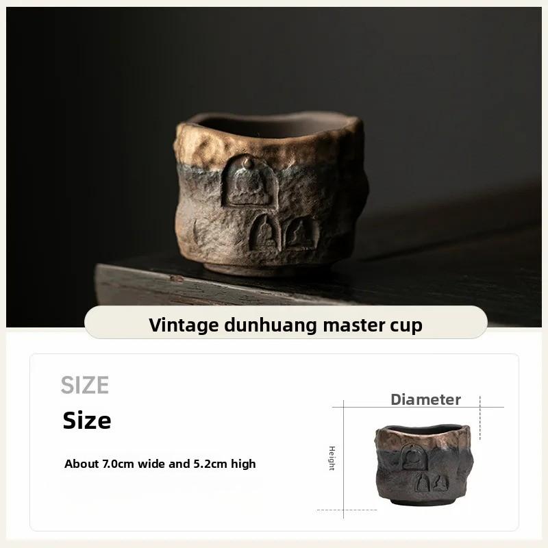Retro Gold-plated Iron Glaze Dunhuang Cup Tea Cup Master Cup Ancient Early-fired Handmade Ceramics Tea Cup Kung Fu Tea