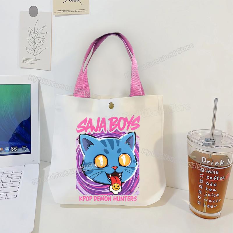 

KPop Demon Hunters Women Canvas Handbag Rumi Mira Zoey Girl Tote Bags Portable Female Phone Pouch Cute Cartoon Shopping Bag