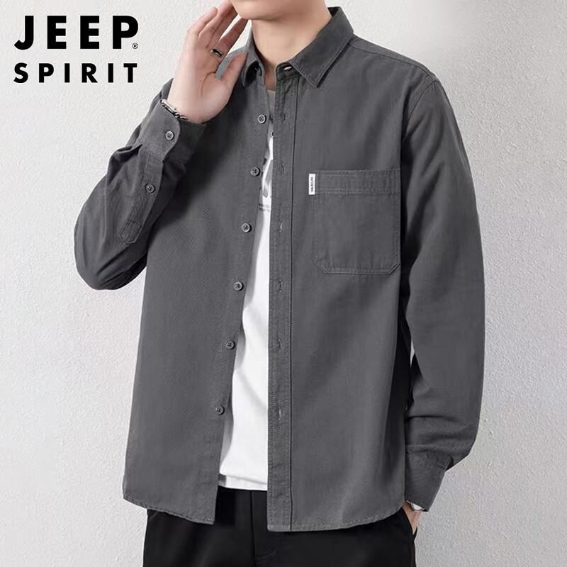 JEEP SPIRIT Men s Long-Sleeve Casual Cotton Shirt Jacket 2XL