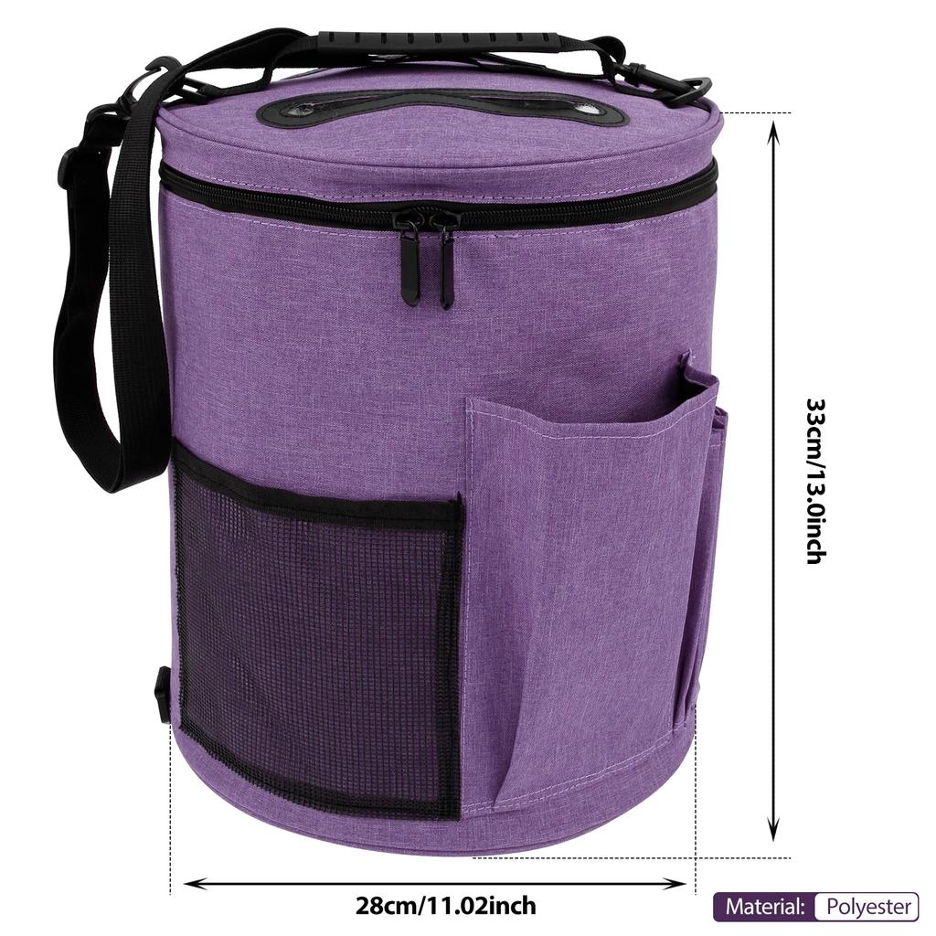 New Foldable Yarn Storage Bag Portable Crochet Bags with Shoulder Strap Crochet Tote with Handle for Knitting Supplies Crafting