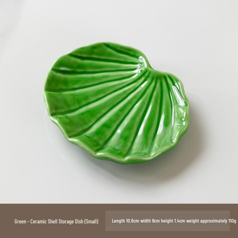 Скандинавский минималистичный керамический поднос для колец и закусок, цвет листовой зеленый