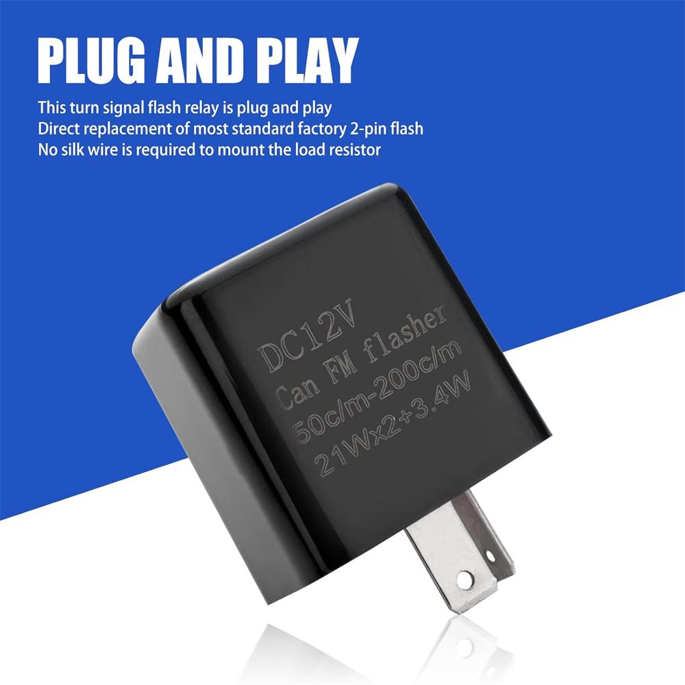 1pcs 2-Pin Black LED Flasher ,Relay Universal Adjustable of Turn Signals Blinker Indicator Relays for Motorbike Motorcycle Accessories