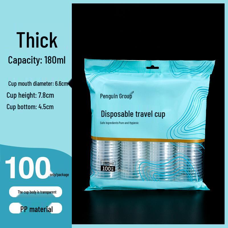 

Transparent PP Disposable Drinking Cups for Home, Supermarket, Airline Catering - 100 pcs/pack Single Pack [100 cups]