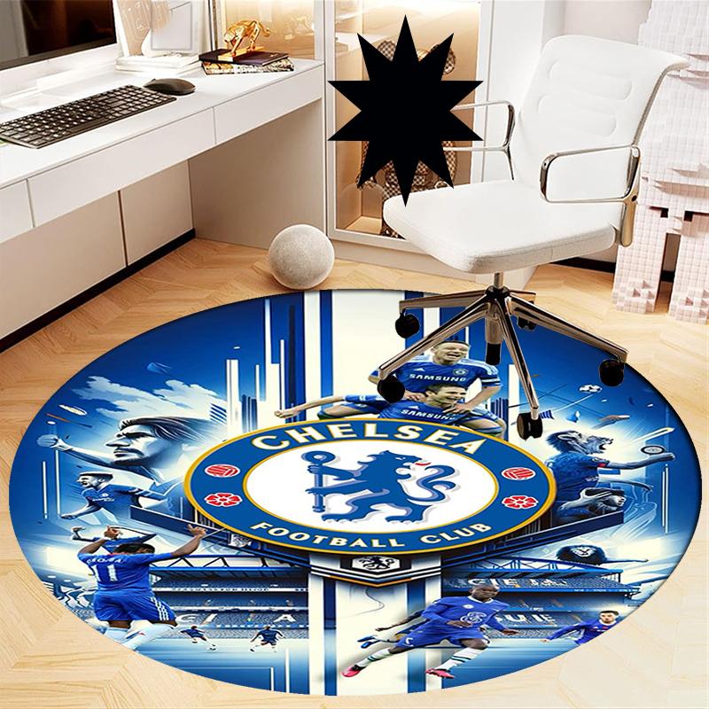Chelsea Football Club Printed Round Rug Carpet Chair Rug Area Rug Entryway Doormats,for Office Chair Living Room Bedroom Kitchen Room.