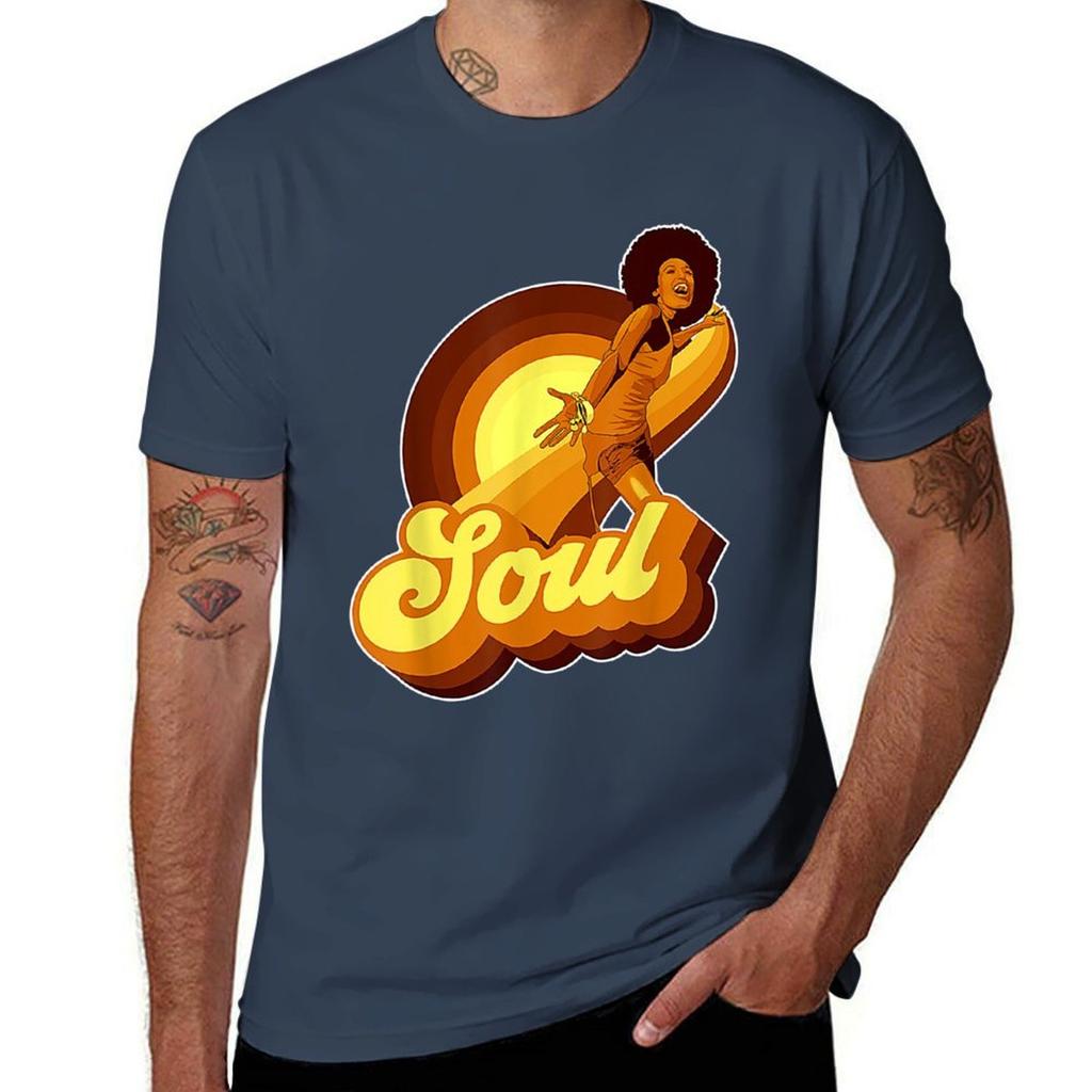 70s Funk Afro Soul Retro Vintage Tshirt Basic Casual Wear Short Sleeve Top