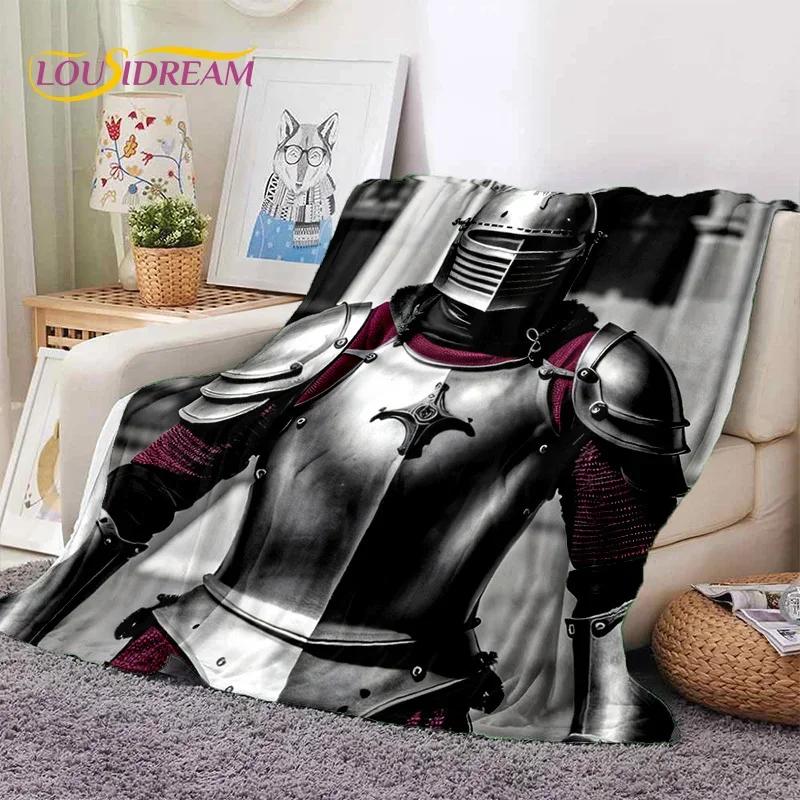 Chevalier Templier Croisé Dessin Animé Couverture Douce en Flanelle pour Lits Chambre Canapé Pique-nique, Couverture Jetée pour Couvrir Cadeau Extérieur