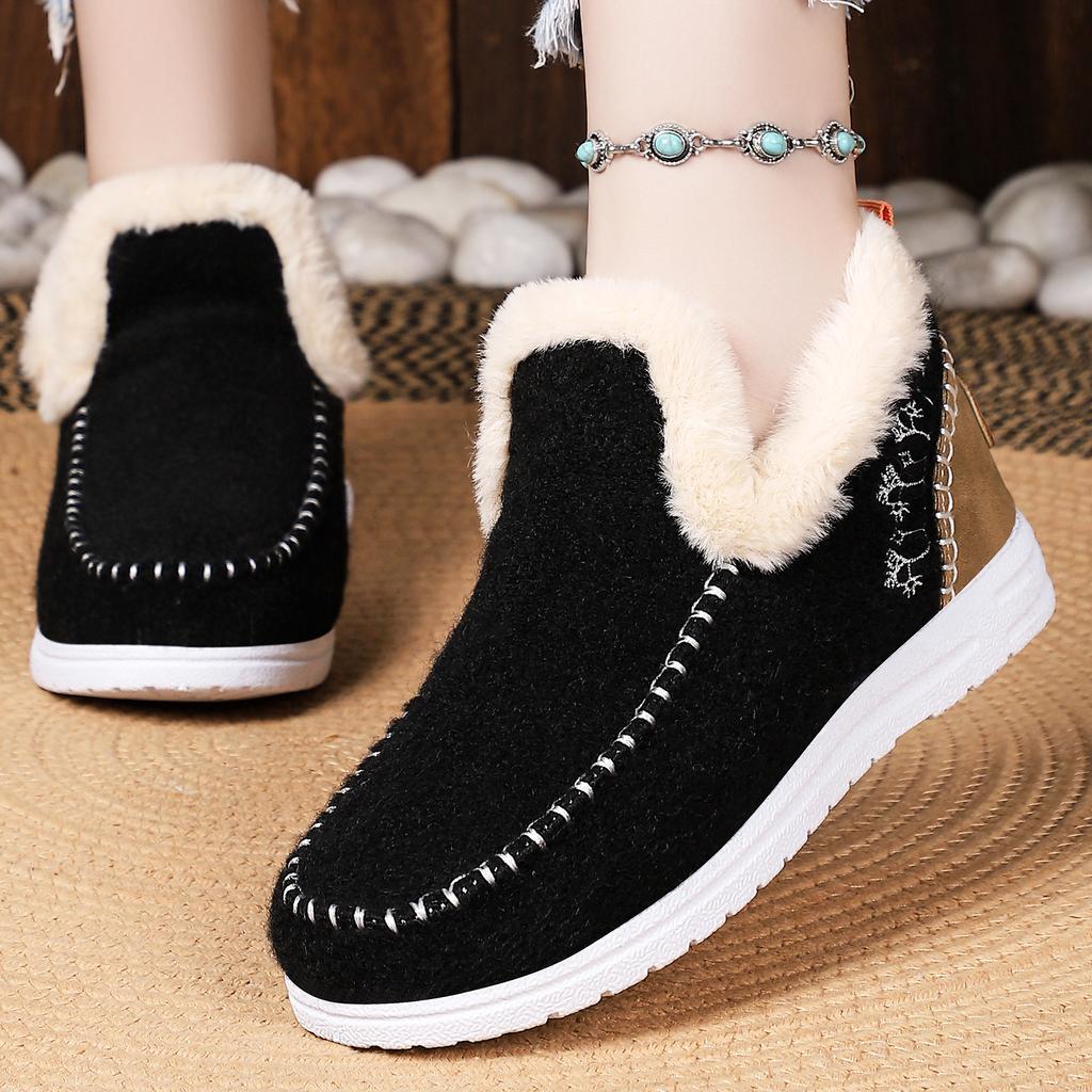 Shoes Cotton Shoes Winter New Women's Shoes Velvet Thickened Snow Boots One Pedal Short Boots Fashionable Warm Cotton Boots