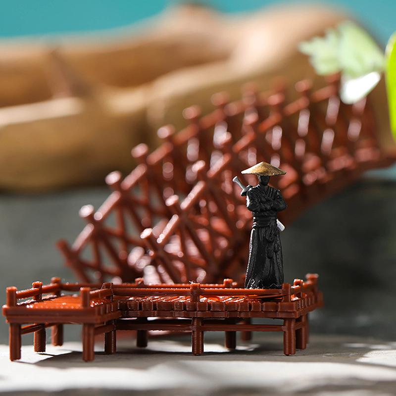 Čínský most Socha Model Starověké budovy Japonský pavilon Dekorace Miniaturní Zenová zahrada Akvárium Bonsajové ozdoby