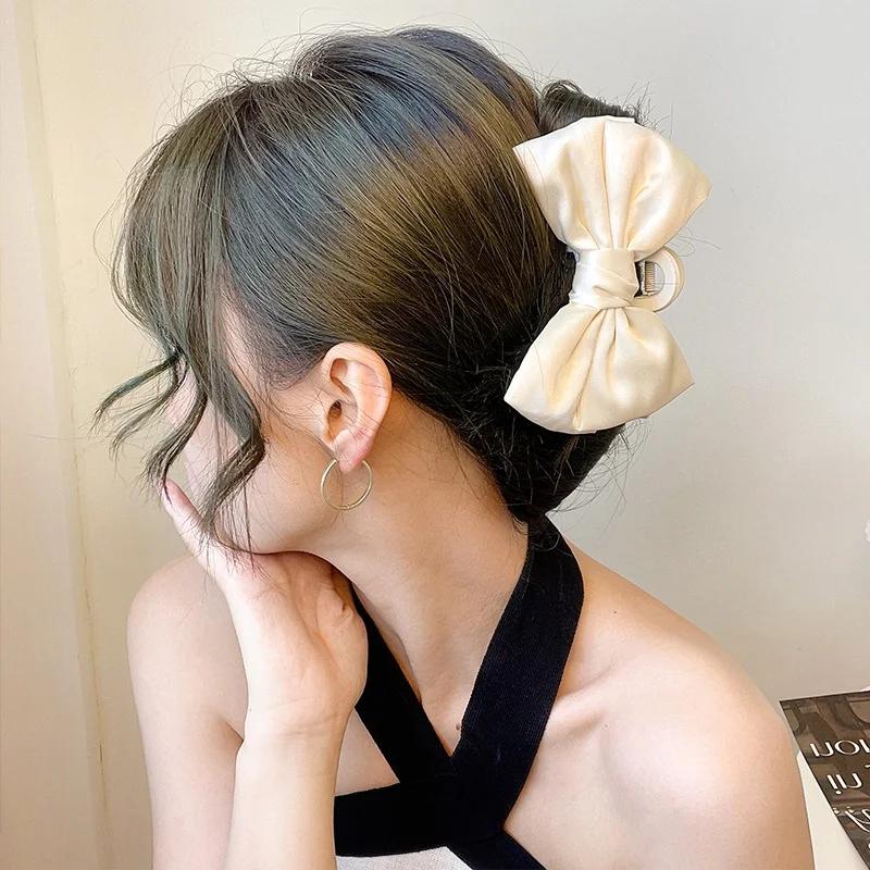 Korea large size bow hair clip elegant temperament simple style exquisite girl  claw clip fashion hair accessories