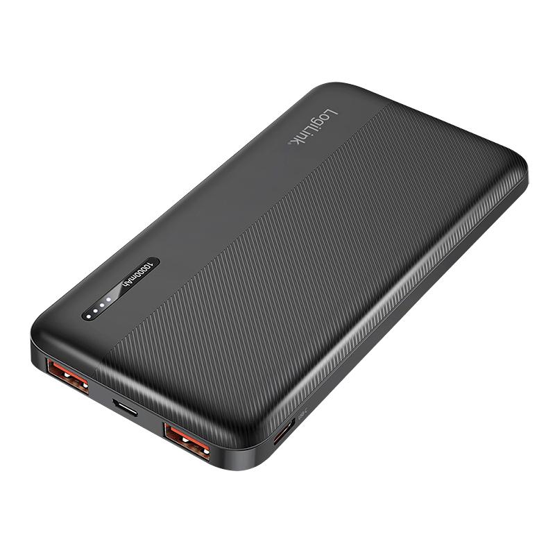 Capacious Powerbank 10000 mAh PD 20W LED LogiLink USB-C QC3.0 2xUSB-A Black